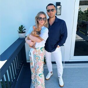 120% Lino Short Sleeve Tie Front Blouse